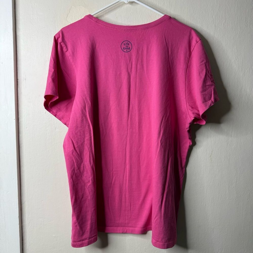 Life is Good Pink Football Graphic Short Sleeve Tee T-shirt - Picture 3 of 5